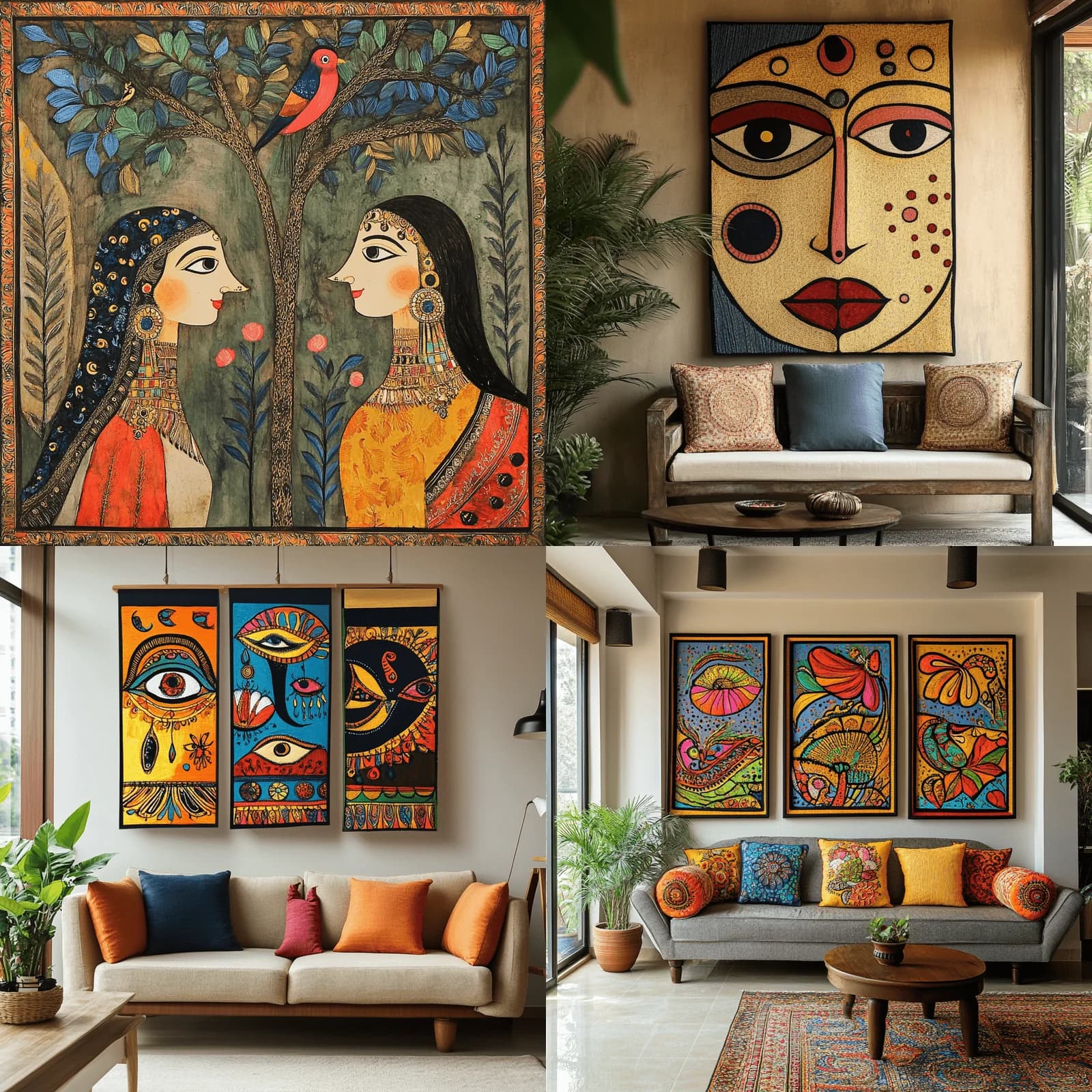 Kashiavika handcrafted wall art styled in living rooms